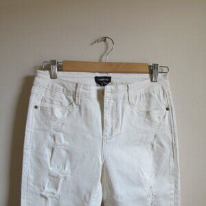 bebe White Destructed Skinny Jeans - Size 28